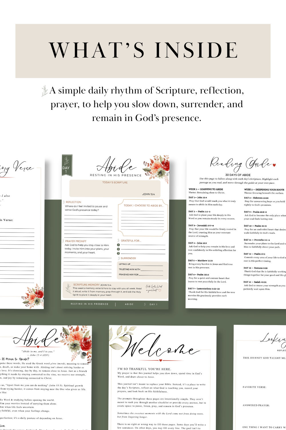 Abide: 30 Days of Dwelling in His Presence – A Prayer & Scripture Journal (Digital PDF)