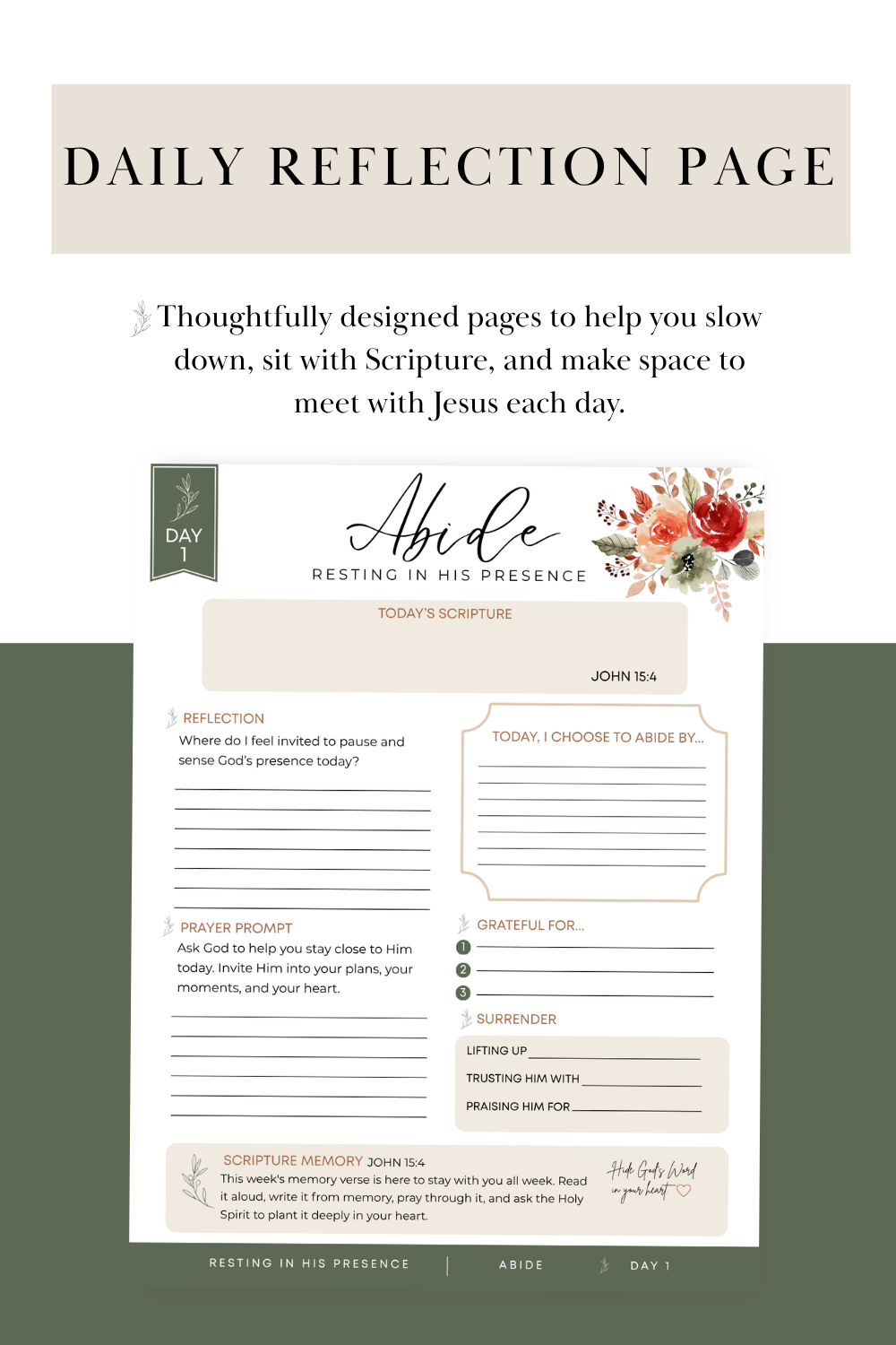 Abide: 30 Days of Dwelling in His Presence – A Prayer & Scripture Journal (Digital PDF)